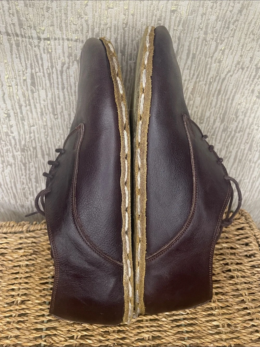 Earth Harmony Grounding Lace-Up Leather Shoes in Dark Brown Women Sz 40